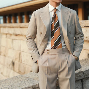 Versatile Double Breasted Stripe 2 piece Suit