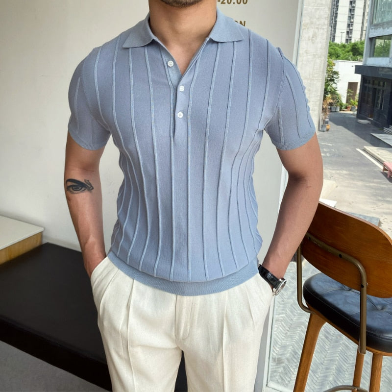 Lapel Short-sleeved Slim Sweater