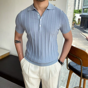 Lapel Short-sleeved Slim Sweater