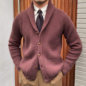 Fall Lapel Men Knitting Pocket Cardigan